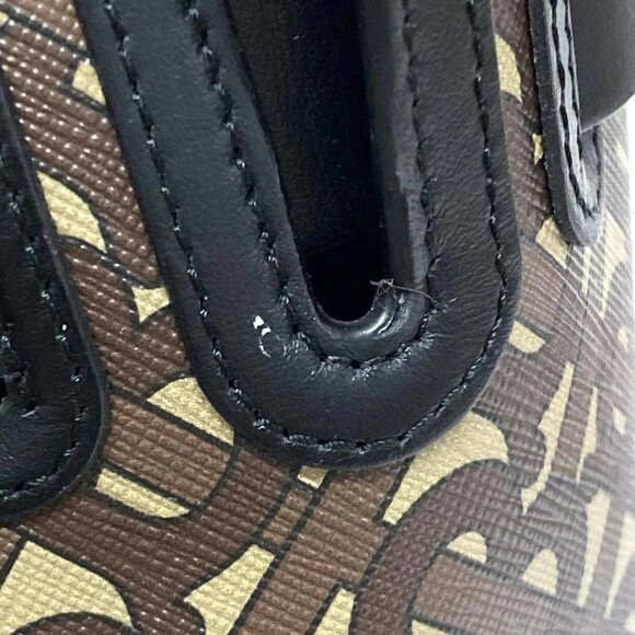 Auth BURBERRY LONDON ENGLAND Canvas Monogram Stripe Belt Tote Beige Dark Brown - Picture 12 of 16